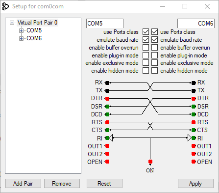 com0com setup screen